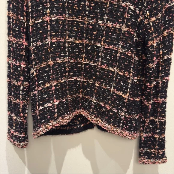 NWT- Sioni Black, Pink, Orange & White Tweed Cardigan Size Medium Women’s - Picture 7 of 11